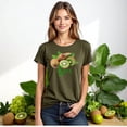 thumbnail image 3 of Playera Blusa De KIWI – Estilo Tropical que Te Llena de Vida Ropa Para Mujer Color Verde Oliva Talla Chica Marca Emil SaEs, 3 of 4