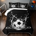 thumbnail image 2 of Manfei Football Twin Quilt Set, Sport Twin Coverlet Set, Black And White, Black Reversible 2pcs, 1 Bedspread and 1 Pillowcase, 2 of 7