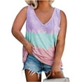 thumbnail image 1 of Langwyqu Sleeveless Women V-Neck Tie Dye Printing Plus Size Cami Shirt, 1 of 3