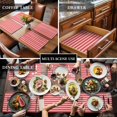 thumbnail image 3 of Placemats for Dinning Table Set of 12, Boho Red Stripe Abstract Geometric White Minimalist Burlap Kitchen Place Mats Waterproof Cloth Table Mats, Indoor Outdoor Placemats Easy Clean Dinner Decor, 3 of 8