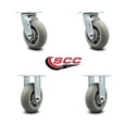 thumbnail image 2 of 6 Inch Thermoplastic Rubber Caster Set with Ball Bearings 2 Swivel 2 Rigid SCC, 2 of 2