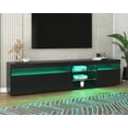 thumbnail image 1 of HMSHA Modern Black TV Cabinet 70.8 Inch with USB LED Lighting,High Gloss Front Media Console with 3 Doors,Matte Finish TV Stand with Storage for Living Room and Dining Room, 1 of 12