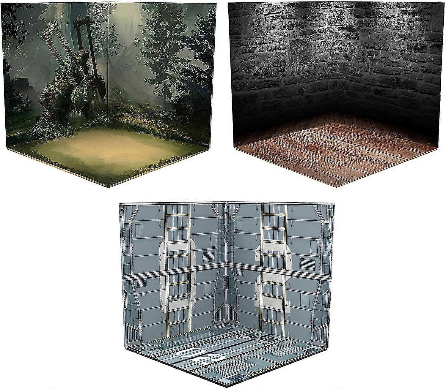 Action Collection Backdrops 3X 1/12 Scale Backdrop Layout Storage Background For Action Figures ...