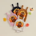 thumbnail image 6 of Douhoow Baby Thanksgiving Turkey Print Romper 0-18M Sleeveless Corduroy Romper Infant Fall Suspender Jumpsuits, 6 of 9