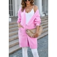 thumbnail image 5 of Long Sleeve Overcoat Sweater Open Front Cardigan Soft Knit for Women Pink Small, 5 of 5