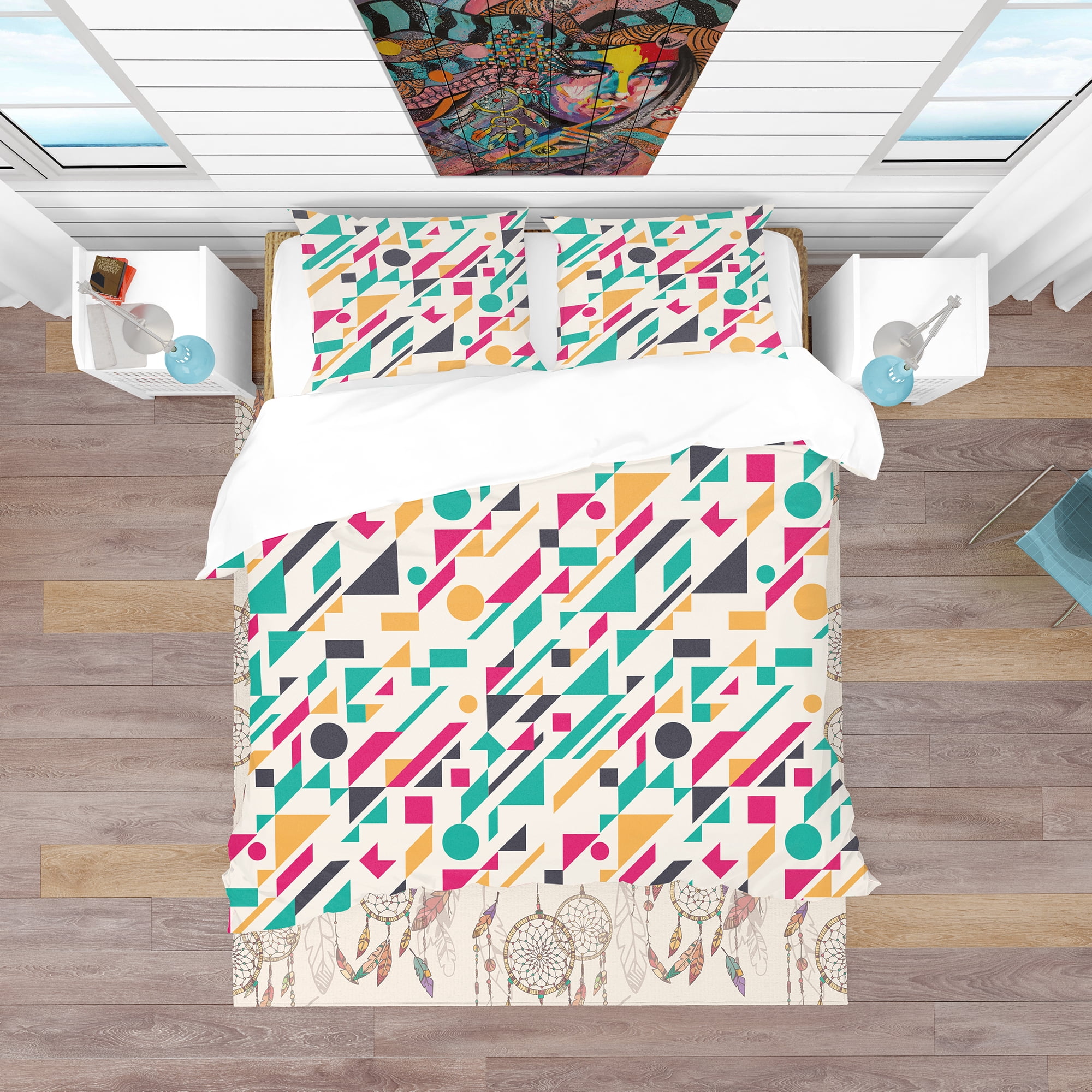 Designart 'Retro Abstract Geometric Pattern' Vintage Duvet Cover Set