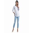 thumbnail image 3 of Playera Maternidad Algodón Manga 3/4 Cómoda Ropa Embarazo Blusa Básica Mujer Casual Color Blanco, 3 of 4