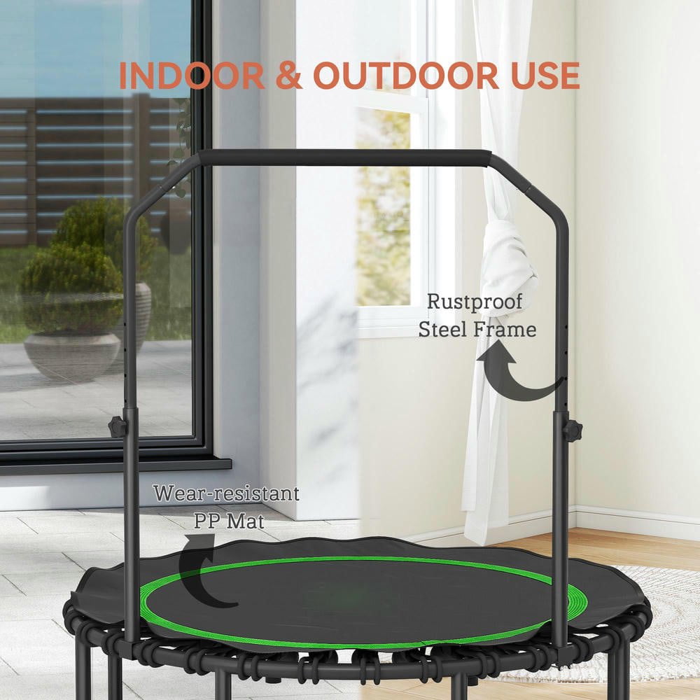 Resenkos 45-Inch Folding Exercise Rebounder with Adjustable Handle - Green