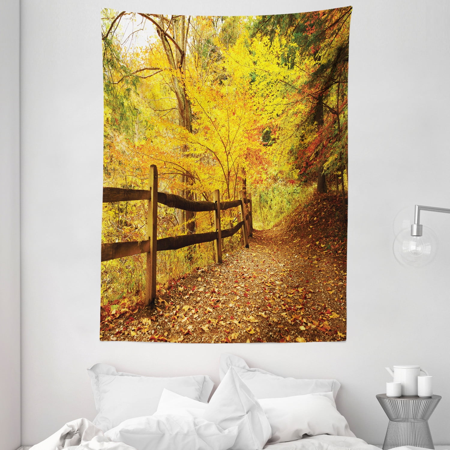 Landscape Tapestry, Autumn Season Fall Trees Leaves on Pathway to