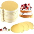 thumbnail image 1 of Paquete de 100 bases para tartas de mousse, de papel dorado, para cupcakes, postres, redondas, 8 cm, 1 of 5