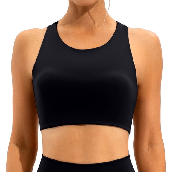DuoJiaJ Womens Workout Sports Bras Fitness Backless Padded Low Impact Bra Yoga Crop Tank Top Plus Size Bras Black