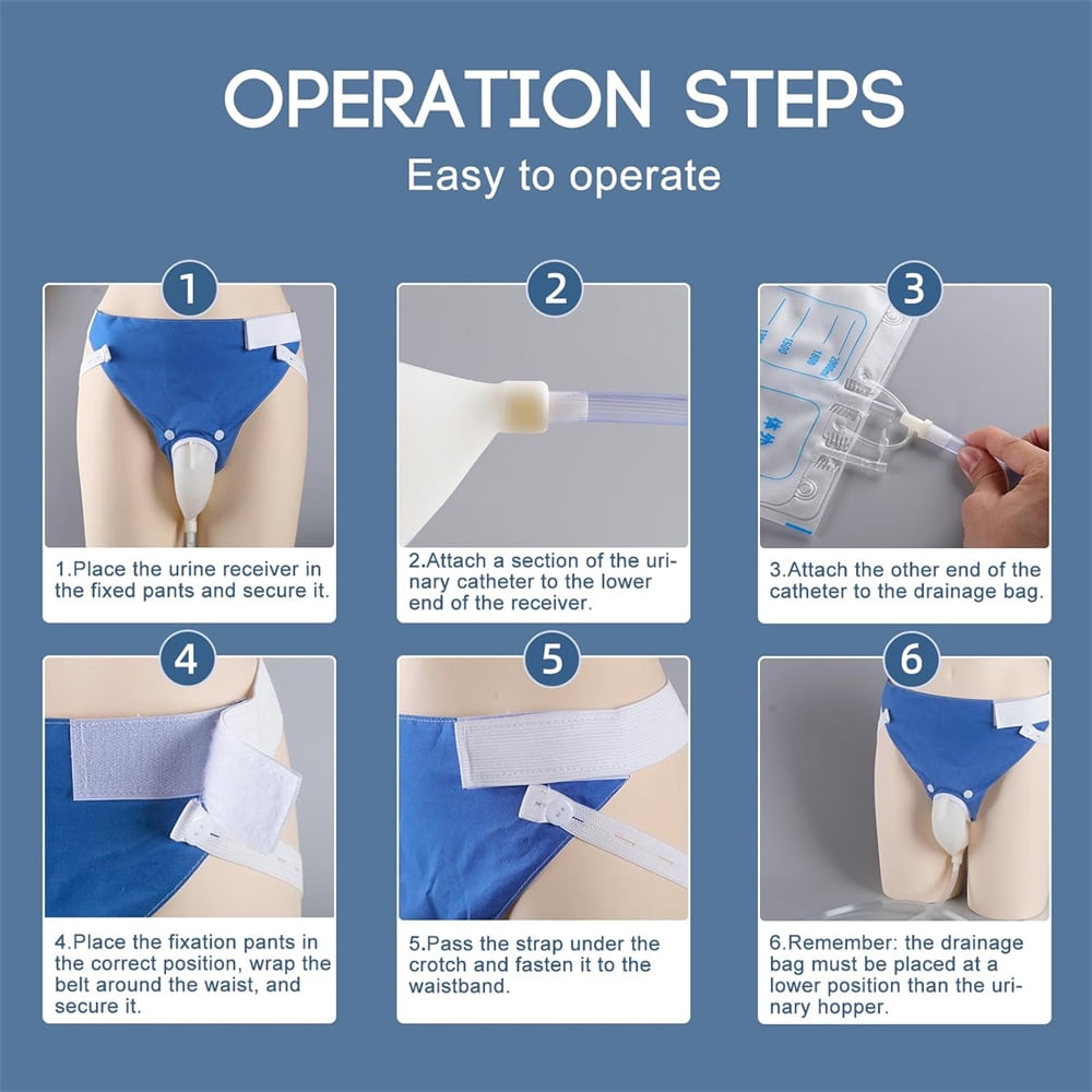 Duslogis Wearable Urine Pot for Men Elderly, Silicone Ventilated Urine Collector, Reusable Urine Bag Collector, Portable Urine Collection Bag for Elderly Men Blue