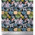 thumbnail image 1 of Soimoi Polyester Crepe Fabric Leaves & Floral Artistic Print Fabric by The Yard 52 Inch Wide, 1 of 1