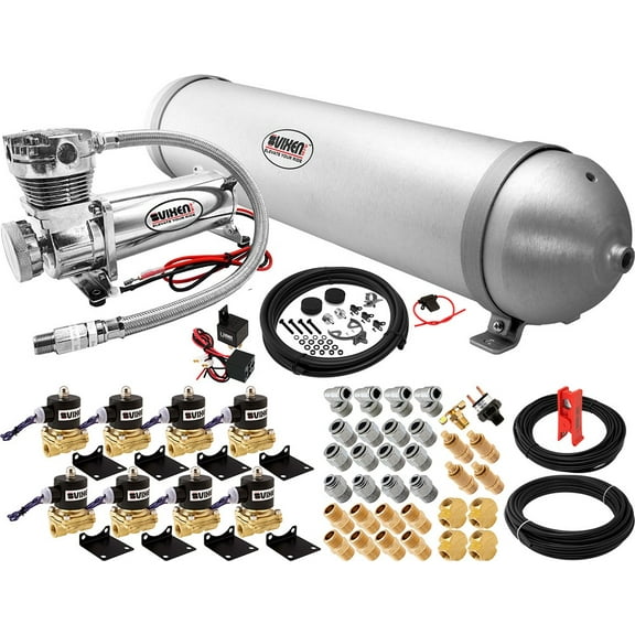 Vixen Air Suspension Kit for Truck/Car Bag/Air Ride/Spring. On Board System- 200psi Compressor, 5 Gallon Aluminum Tank. For Boat Lift,Towing,Lowering,Load Leveling Bags,Train Horn,RV VXX3804H/4850C