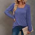 thumbnail image 4 of TKLPEHG Womens Blouse Crew Neck Pleated Tunic Tops Casual Fashion Solid Color Fall Tops Comfy Lightweight Long Sleeve T Shirt Loose Blouses Pullover (Blue,XXL), 4 of 6