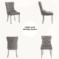 thumbnail image 7 of 63" Modern Rectangle Faux Marble Dining Table Room Sets for 6,Dining Table with 6 Velvet Dining Chairs,Gray Table and 6 Gray Chairs with Silver Leg, 7 of 7