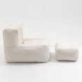 thumbnail image 2 of Fluffy Bean Bag Chair for Adults & Teens, High-Rebound Memory Foam Filled Lazy Sofa Chair with Ottoman for Living Room, Bedroom & Apartment, White, 2 of 7