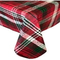thumbnail image 3 of Newbridge Christmas Burke Tartan Red and Green 60 x 84 inch Oval Vinyl Flannel Back Tablecloth, 3 of 8
