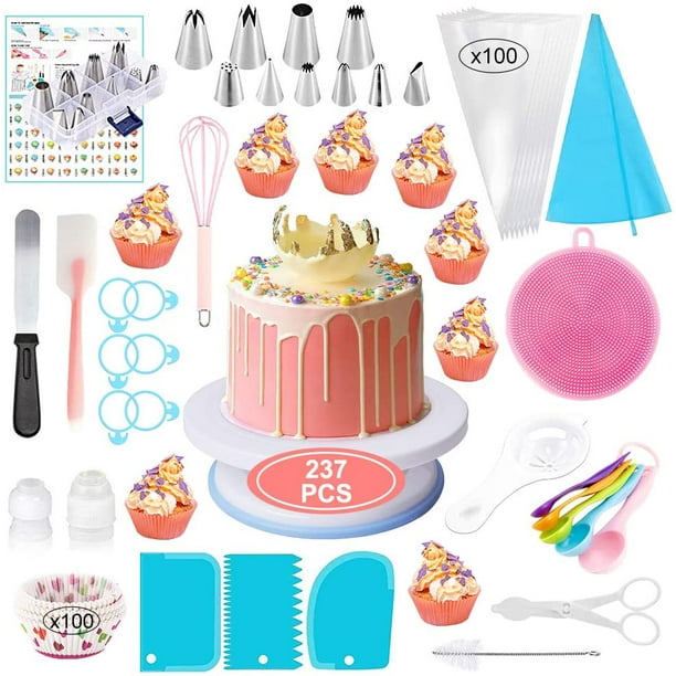 Cake Decorating Supplies,493 PCS Cake Decorating Kit 3 Packs Springform  Cake Pans, Cake Rotating Turntable,48 Piping Icing Tips,7 Russian Nozzles