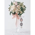 thumbnail image 3 of 4 Set Oval Alloy & Iron Flower Bouquet Photo Charms Glass Cabochons Picture Frame Pendant Silver Hangings Brooches Making Kits for Wedding Shower Bride 116mm, 3 of 3