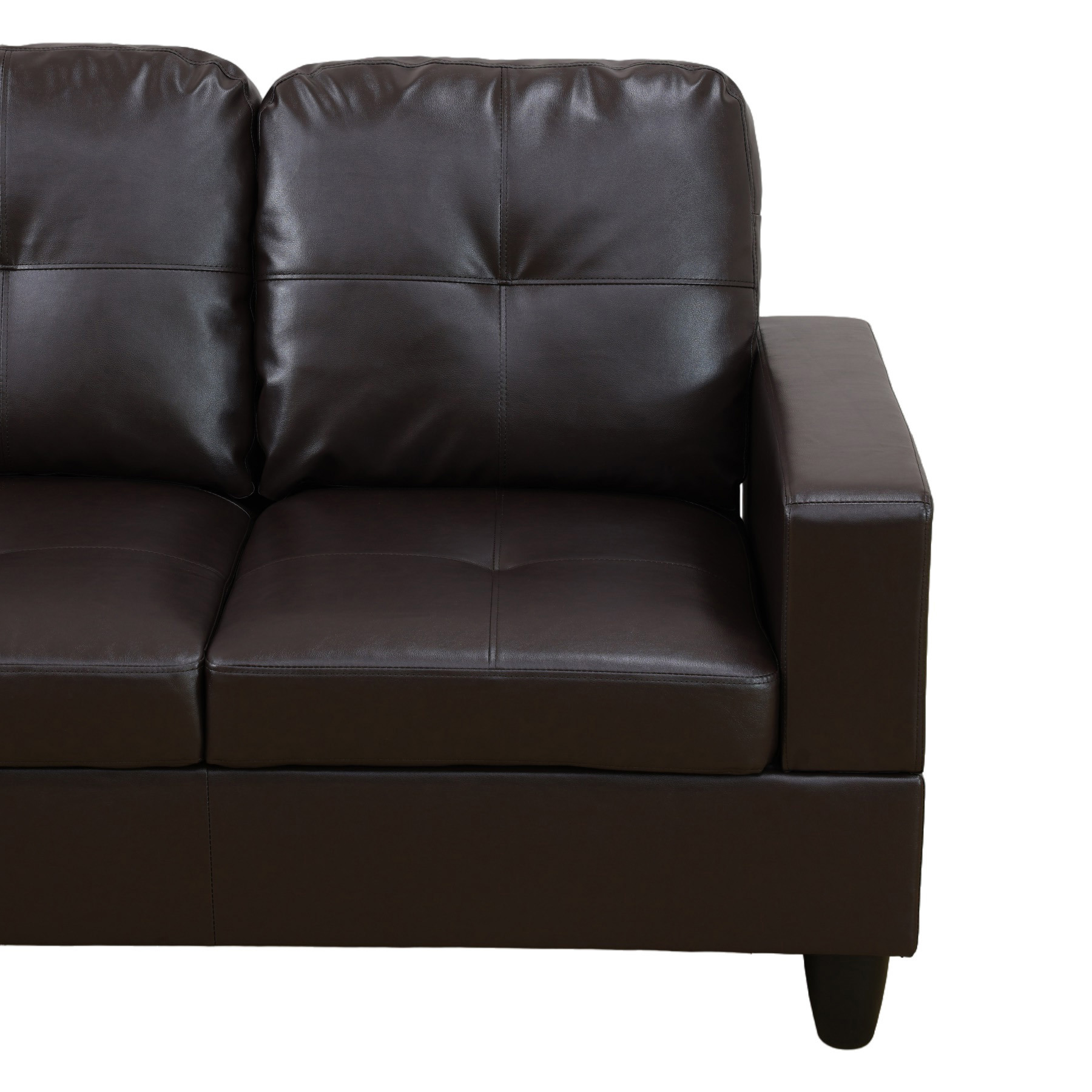 Hommoo Faux Leather Living Room Furniture Set, Sectional Sofa Set, Left Side, Brown