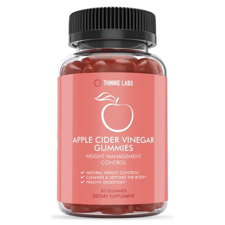 Thinnie Labs Apple Cider Vinegar Gummies - Weight Management Control - Detox and Cleanses the Body & Supports Natural Weight Control - Gluten & GMO Free (1-Bottle)
