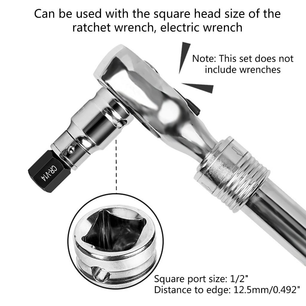 14Pcs Tools Impact Hex Bit Socket Set 1/2" Drive Hexagon Allen key 3mm-24mm