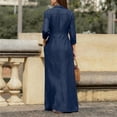 thumbnail image 4 of Plus Size Denim Dress, Chambray Shirt Style with Button Front & Side Pockets, Relaxed Fit Maxi Dress for Weekend Wear & Casual Friday Navy 2XL, 4 of 4