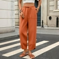thumbnail image 4 of XFLWAM Capris Pants for Women Summer Baggy Elastic High Waist Cropped Trousers Casual Loose Wide Leg Pallazzo Pants Orange L, 4 of 9