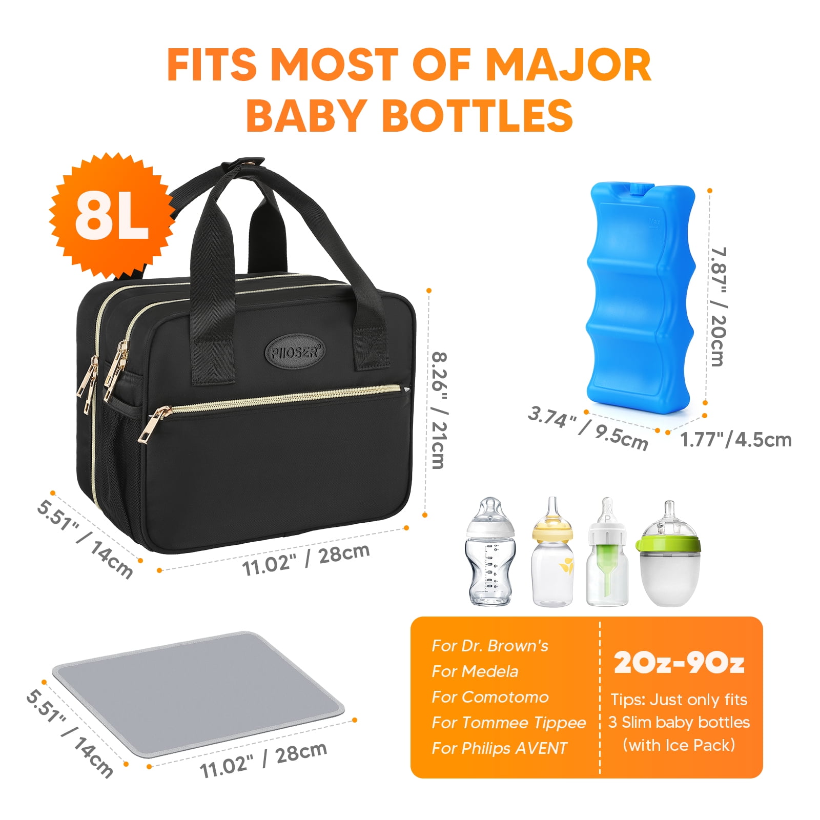 Breastmilk Cooler Travel Bag with Ice Pack, Compatible with Wearable Breast Pumps and Accessories - Portable Hands Free Breast Pump Carrying Case for Nursing & Working Moms, Black