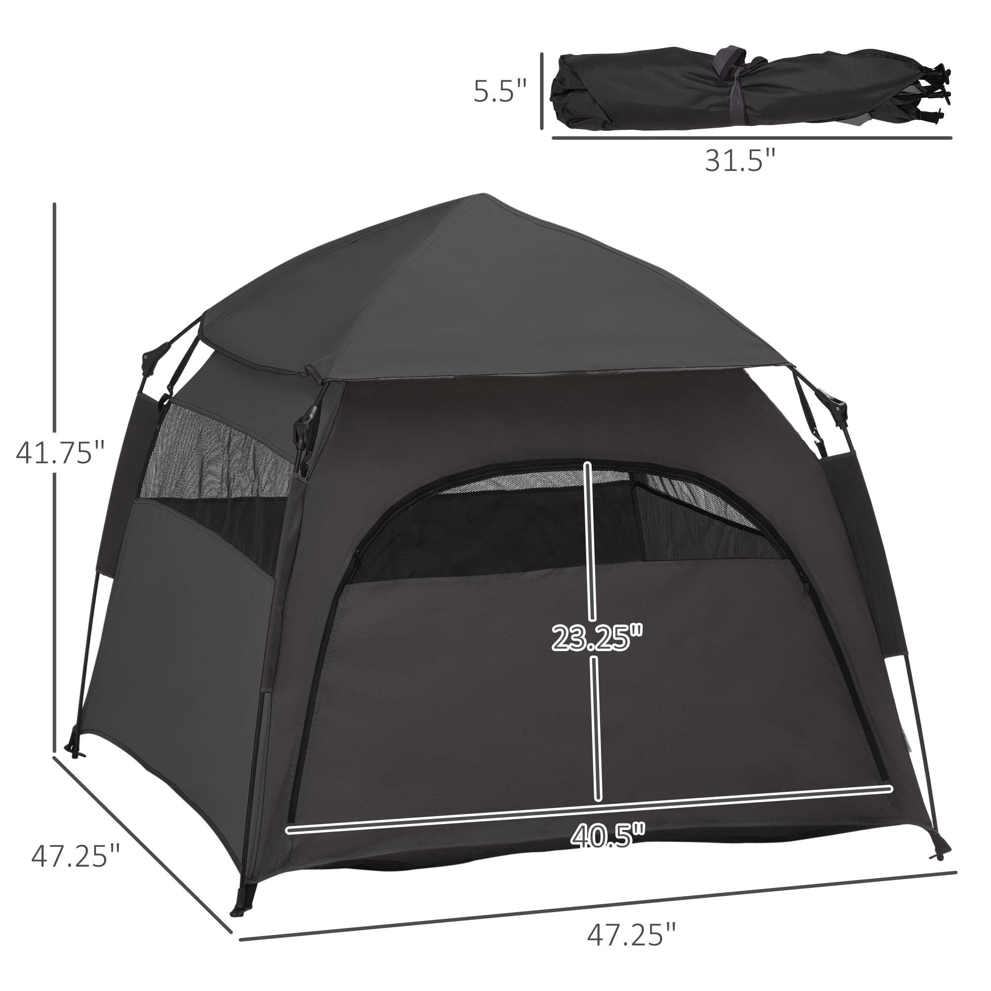 Pop Up Tent, Dog Tent with Carry Bag, for Beach, Backyard, Home, Dark Gray, Dark Gray Camping Tents,Fiberglass,Pet Family Tents, Garden & Outdoor Tents