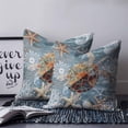 thumbnail image 2 of 14x14 Pillow Covers Set of 2, Blue Sea Turtle Coastal Throw Pillow Covers Decorative Couch Cushion Case, Summer Beach Nautical Starfish Coral Microfiber Square Pillowcases for Bedroom Car Living Room, 2 of 7