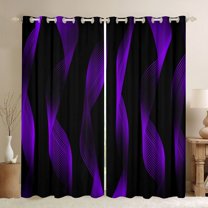jejeloiu Modern Abstract Geometric Curtains Pack of 2 (42x84 Each),Purple Black Stripe Curtains Blackout For Girls Boys