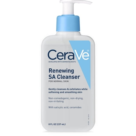 Cerave Sa Cleanser | Salicylic Acid Cleanser With Hyaluronic Acid, Niacinamide & Ceramides| Bha Exfoliant For Face | Fragrance Free Non-Comedogenic | 8 Ounce