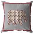 thumbnail image 1 of HomeRoots 412920 26 Po Éléphant Intérieur et Extérieur à Fermeture Éclair Coussin & 44; Rouge et Gris, 1 of 3