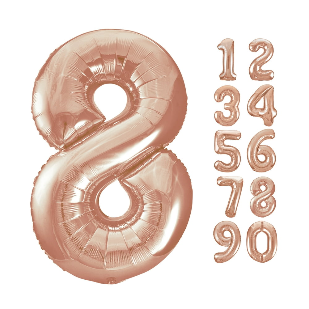 Foil Big Number Balloon, 8, 34 in, Rose Gold, 1ct