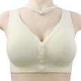 thumbnail image 2 of WZXFASHION Women's Sexy Front Open Button Top Up Comfortable Plus Size Gathered Anti Drop Bra Bra Yellow L, 2 of 7
