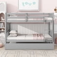 thumbnail image 2 of SESSLIFE Twin Over Twin Bunk Bed with Trundle, Wood Convertible Bunk Bed Frame with Guardrails and Ladder, No Box Spring Needed, Space-Saving Bunk Bed for Bedroom, Dorm, Guest Room, Grey, 2 of 9