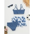 thumbnail image 3 of dPois 3 Pcs Swimsuit for Big GIrls Floral Bikini Top Brief with Swim Coverup Skirts Bathing Suit Haze Blue 11-12Y, 3 of 8