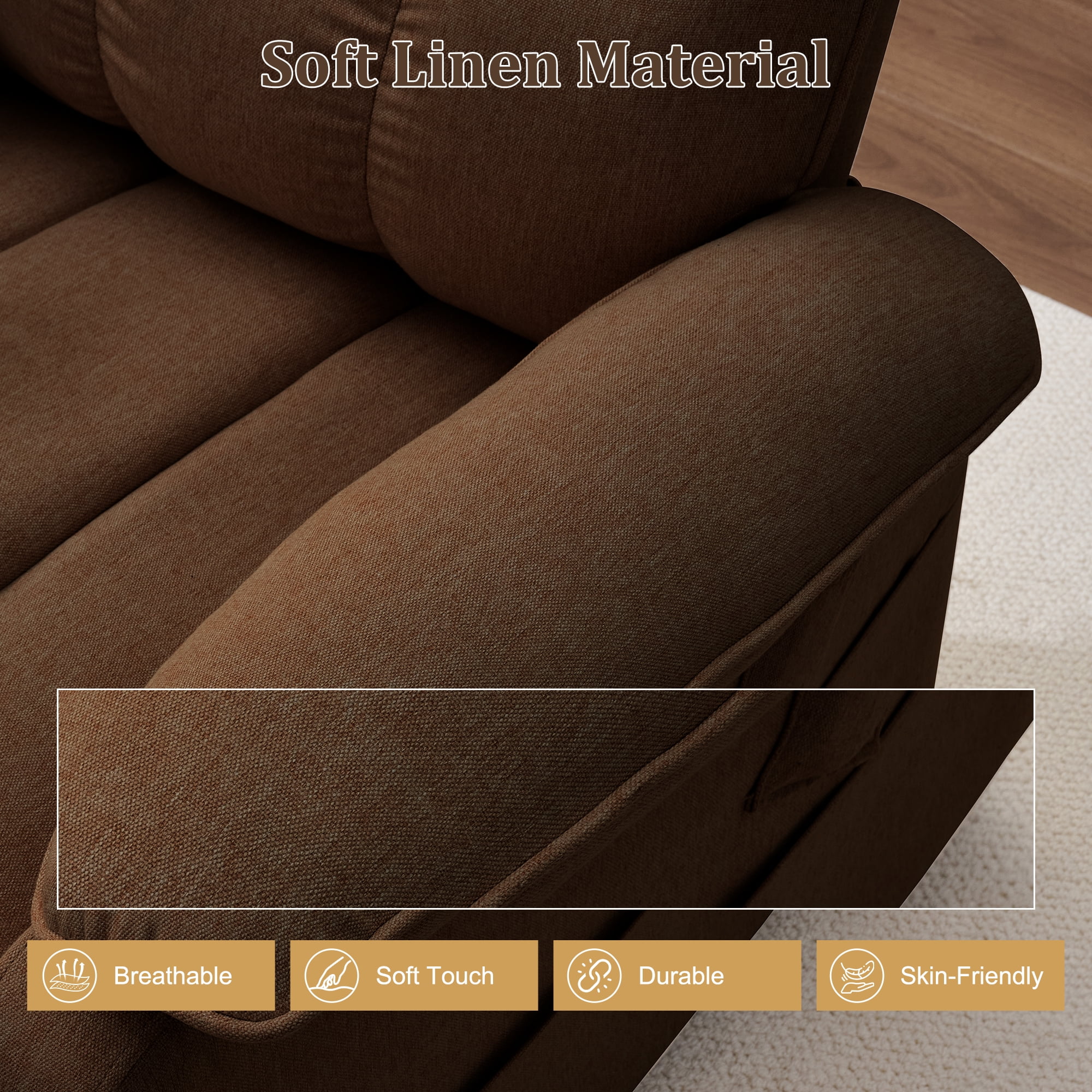 Korser Small Power Lift Recliner Chair for Elderly with Side Pockets Lift Chair for Small Spaces for Living Room,Linen,Brown