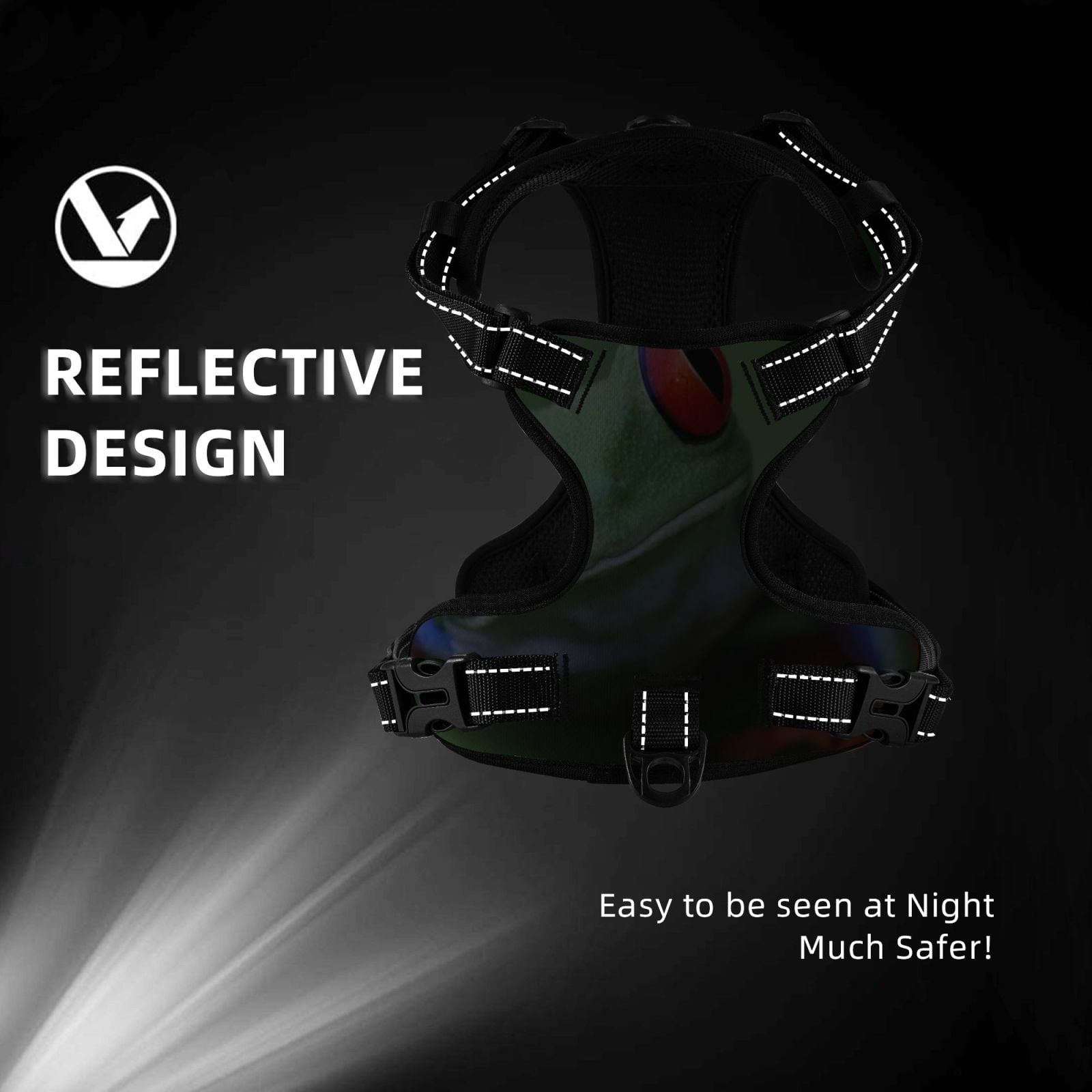 Kdxio Red-Eyed Tree Frog-1 Print No Pull Dog Harness Adjustable Reflective Oxford Easy Control Medium Large Dog Harness for Training and Everyday-Small