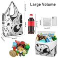 thumbnail image 3 of 5 Pack Foldable Shopping Bag,Black and White Halloween Doodle Pattern Reusable Grocery Bags with Pockets,Large Reusable Tote Bags with Handles Waterproof & Lightweight, 3 of 6