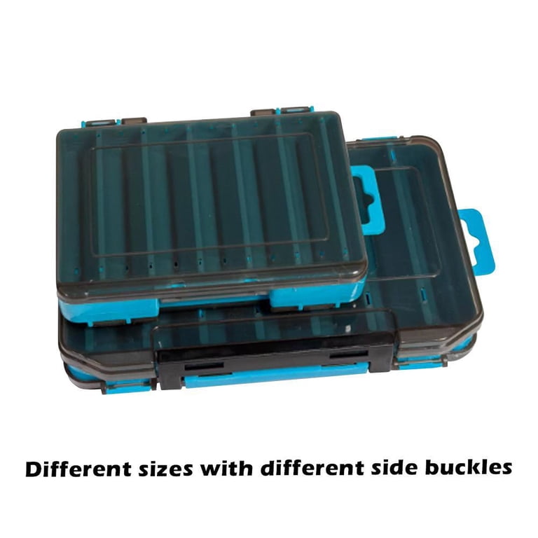 12 inch tackle box Krondo Double Sided Fishing Lure Tackle Box, 12 Compartment, Blue, 5.5 x 4.1 x 1.25 Inch, Sturdy Plastic Organizer Case, Size: Large