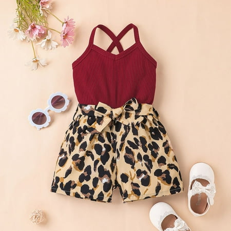 

Girls Clothes Toddler Baby Girls Sleeveless Leopard Printed Suspender Romper Jumpsuit Clothes 130
