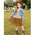 thumbnail image 5 of Arshiner Girls Long Sleeve Dress Fall Cotton Crewneck Tiered Ruffle Swing Solid Casual Midi Dresses, 5 of 6