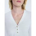 thumbnail image 4 of Free Assembly Women's V-Neck Henley with Long Sleeves, Sizes XS-XXL, 4 of 5