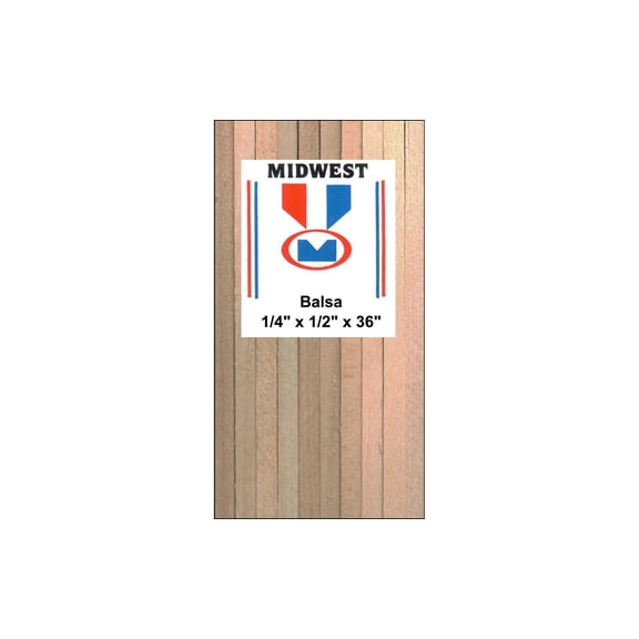 Midwest Products Balsa Wood Strips - 6 Pieces, 1/4" x 1/2" x 36"