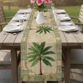 thumbnail image 4 of Summer Palm Tree Cotton Linen Rectangle Table Runners 13"x72", Vintage Green Brown Tropical Botanical Coffee Table Runner Dresser Scarves Luxury Table Runners for Wedding Party Banquet Dinner Decor, 4 of 8