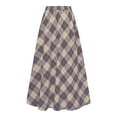 thumbnail image 4 of Fall Winter Women's Tartan Skirts Plus Size High Waisted A Line Swing Skirts Fashion Loose Pleated Plaid Skirt with Pockets Khaki L, 4 of 5
