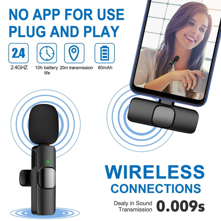 AIKELA Wireless Microphone for iPhone iPad 